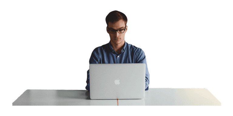 Entrepreneur working on a laptop from a home office